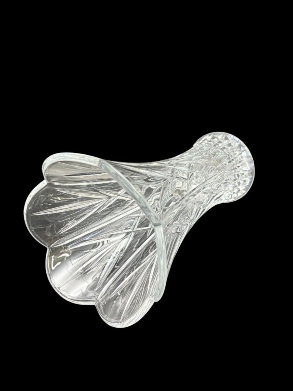 Vtg St George Lead Crystal Vase Crystal DePlomb Style Flared Scalloped Rim 8.5" - Picture 7 of 10